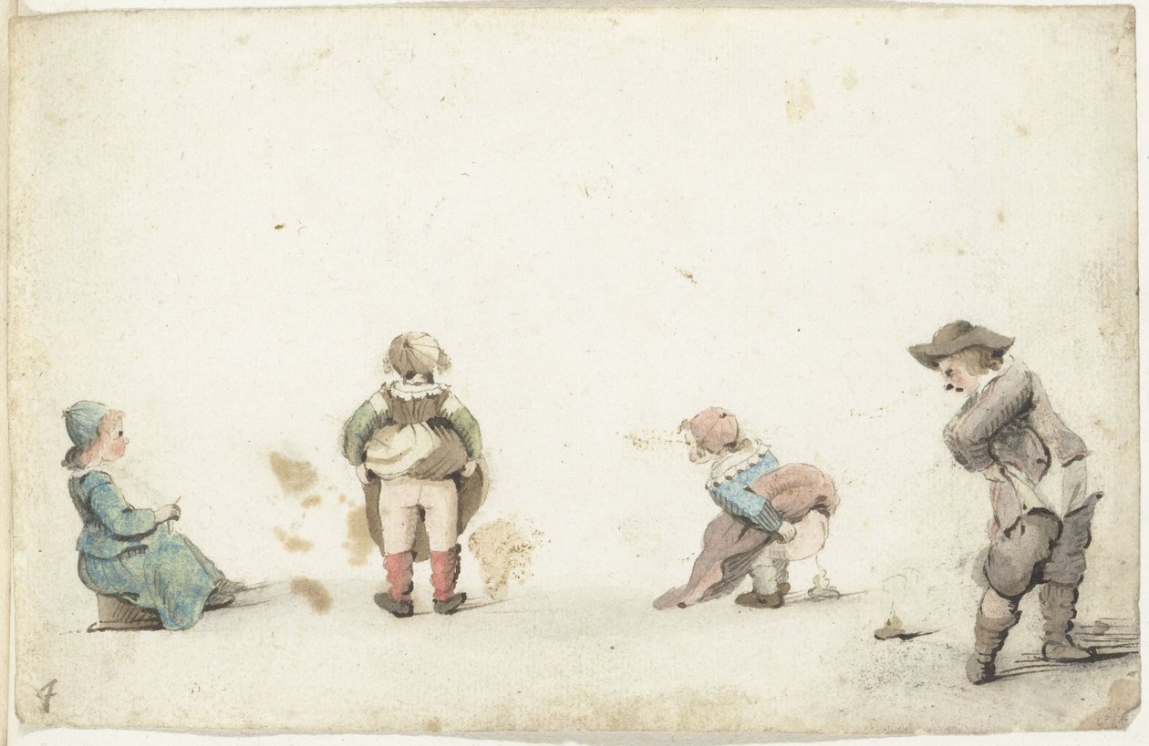 Quattro bambini che fanno i loro bisogni da Gesina ter Borch