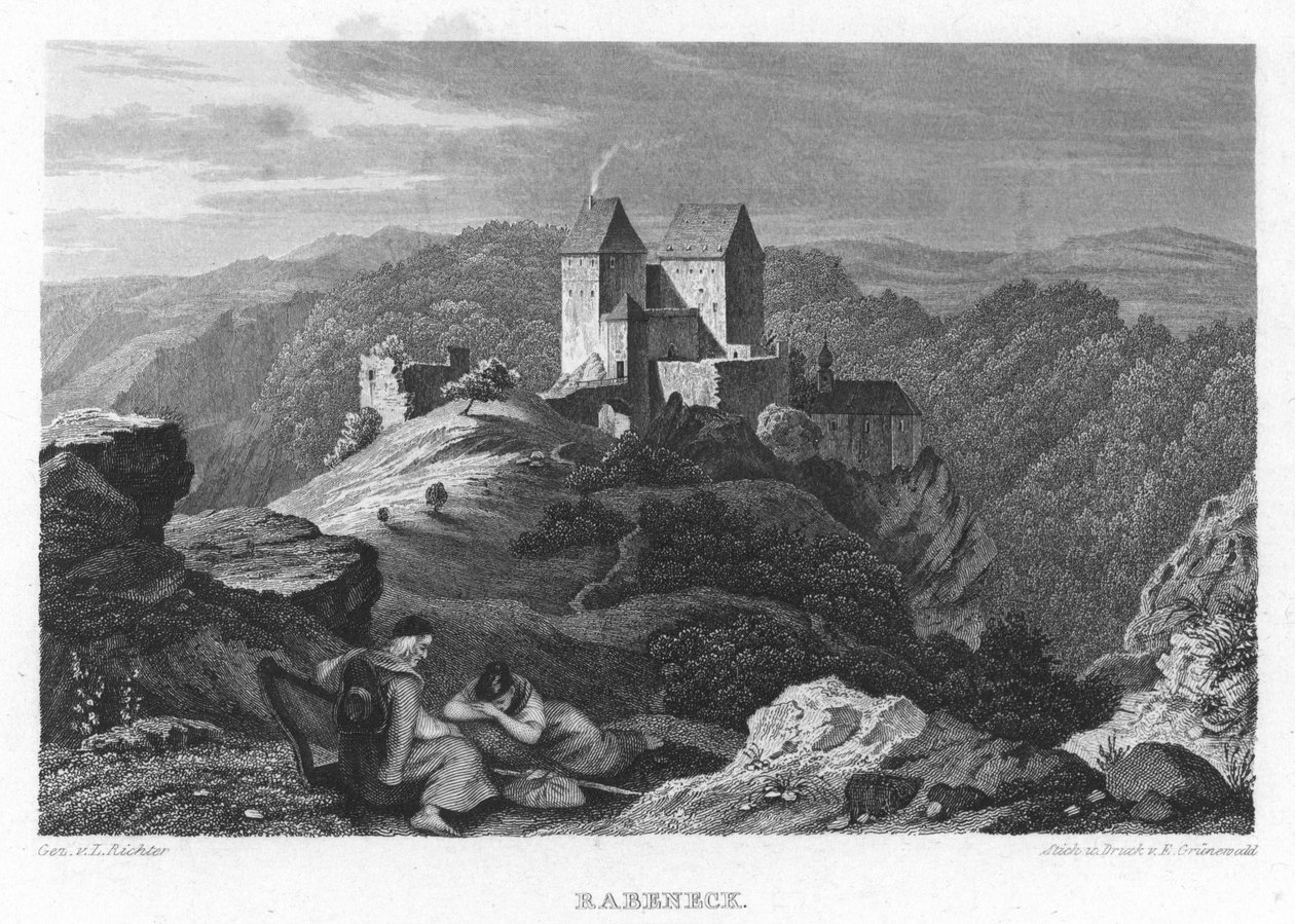 Castello Rabeneck in Album della Svizzera francone. Nove incisioni in acciaio. 1840 da Gez. v. Adrian Ludwig Richter