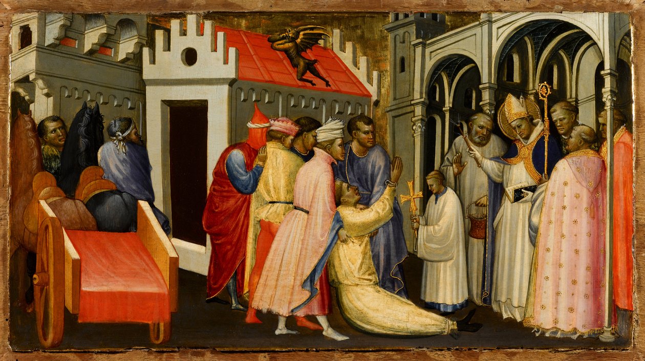 San Ugo di Lincoln esorcizza un uomo posseduto dal diavolo, 1404-1407 da Gherardo Starnina