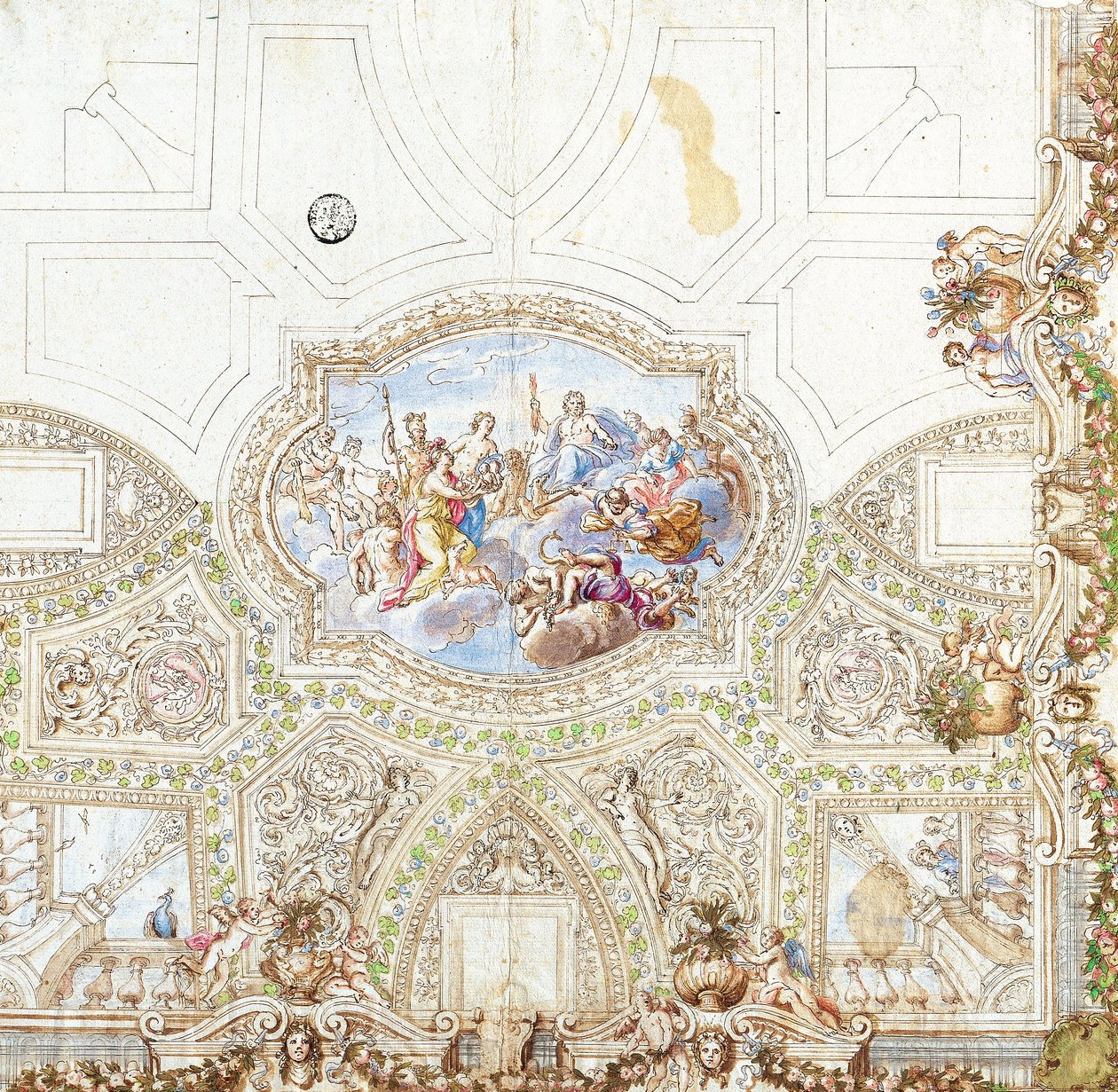 Studio di composizione per una decorazione del soffitto da Giacinto Calandrucci