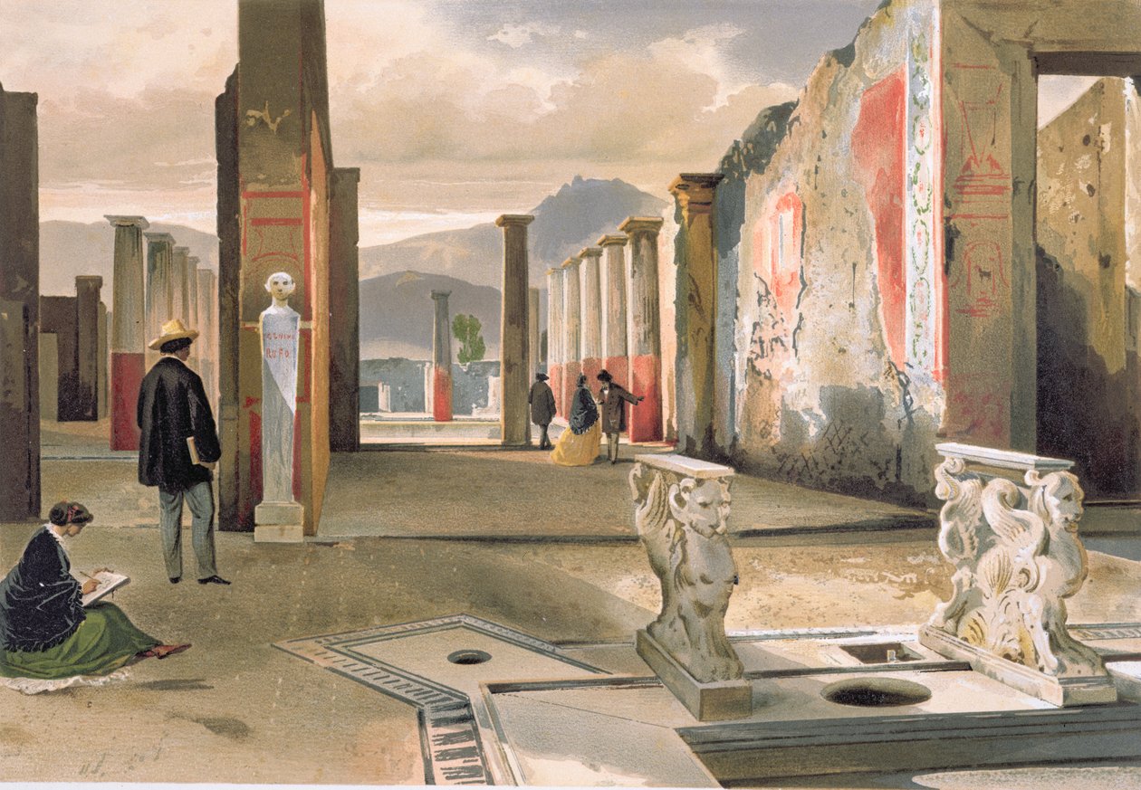 Turisti in visita alle rovine di Pompei, c.1860 da Giacinto Gigante