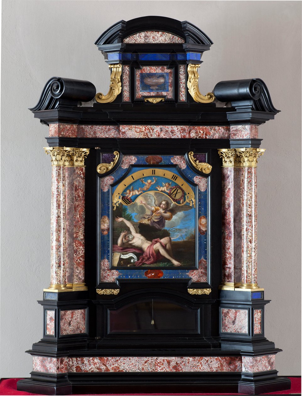 Orologio con rappresentazione di San Girolamo che ascolta la tromba del giudizio universale. Dipinto di Giacinto Brandi (1621-1691). Struttura e meccanismo realizzati da Giuseppe Campani - XVII secolo. Dim 128x100x44 cm Genova musei di strada nuova da Giacinto Brandi