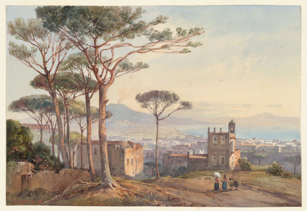 Napoli vista dalla Conocchia, una delle quattro piccole vedute di Napoli tratte da un Album Amicorum da Giacinto Gigante