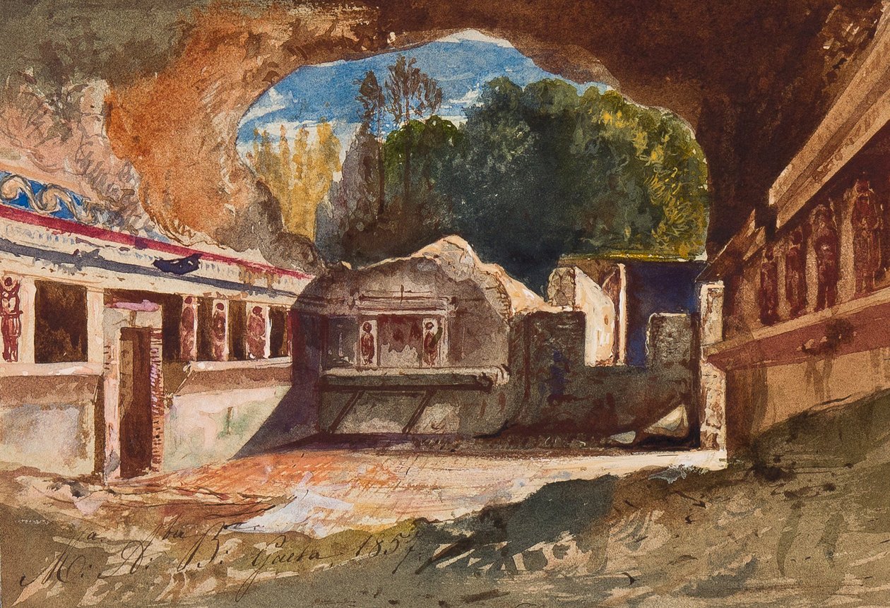 Il tepidarium, Pompei, con aggiunte della Principessa Maria Annunziata di Borbone, 1857 da Giacinto Gigante