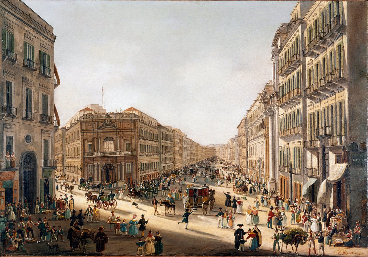 Veduta di via Toledo a Napoli. Dipinto di Giacinto Gigante da Giacinto Gigante