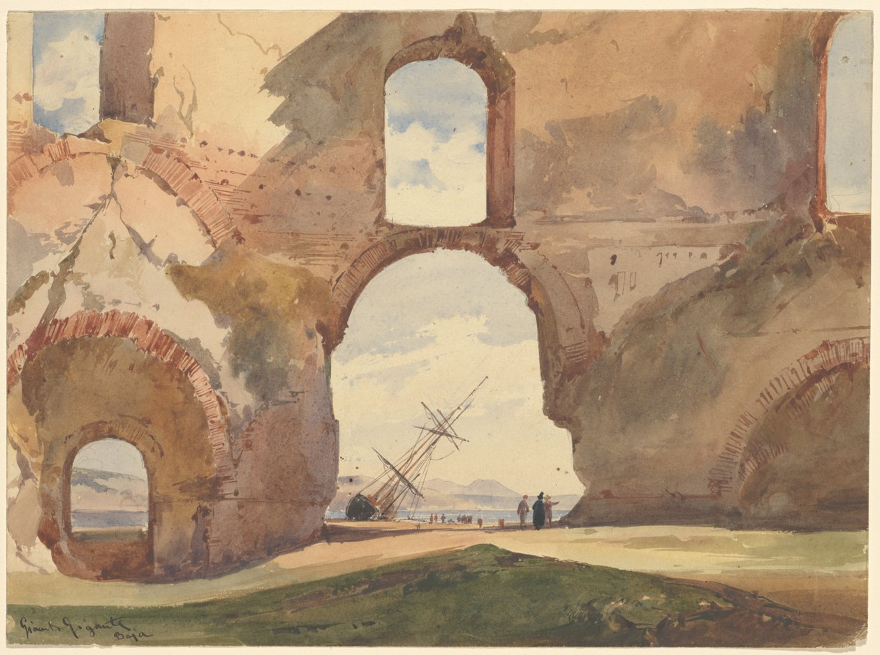 Vista attraverso il Tempio di Venere, Baia da Giacinto Gigante