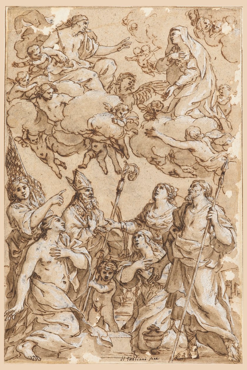 Disegno, Cristo e la Vergine con i Santi Patroni di Pistoia, 1638 da Giacinto Gimignani