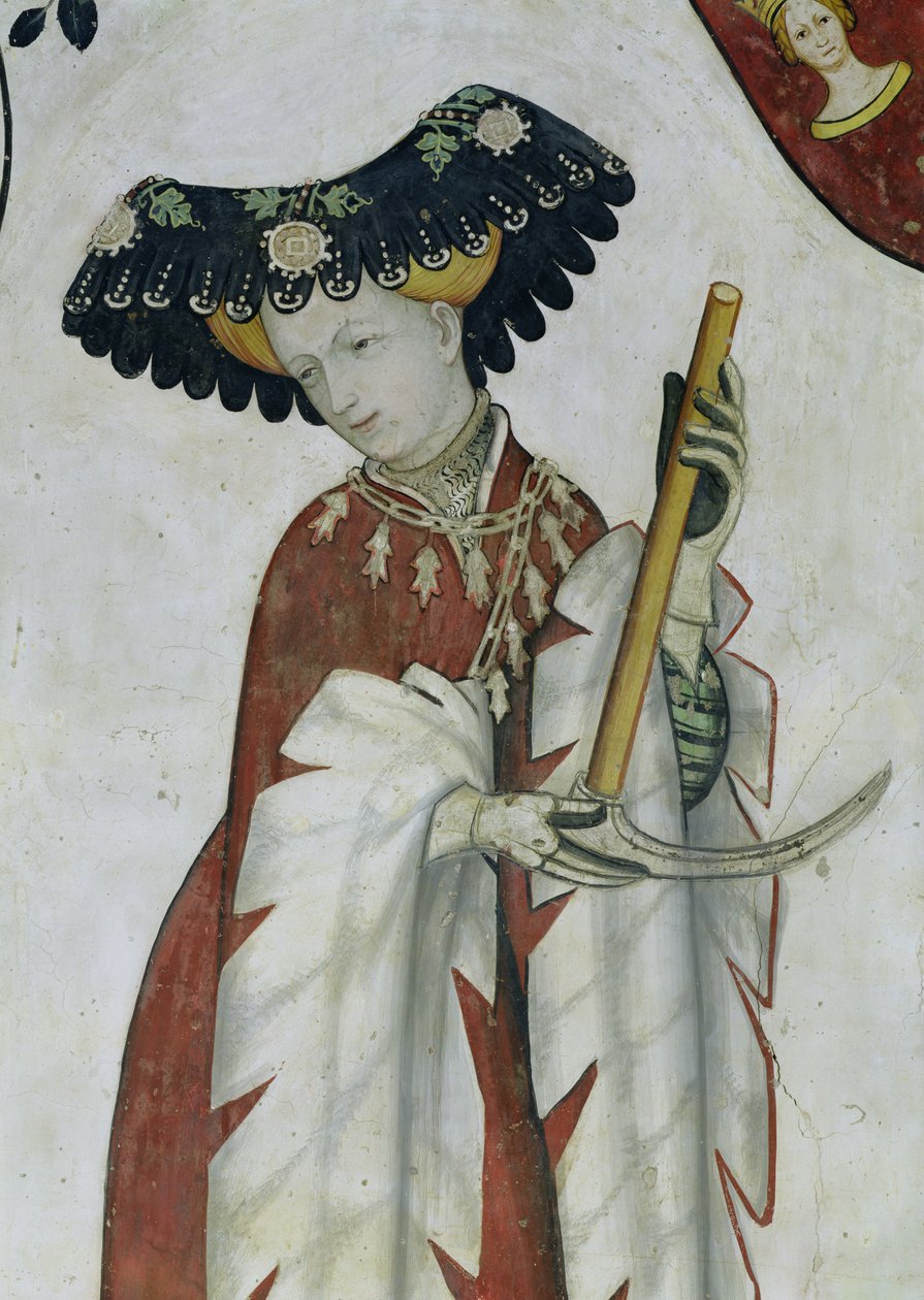 I nove valorosi e le nove valorose, dettaglio di Delphine, 1418-30 da Giacomo Jaquerio