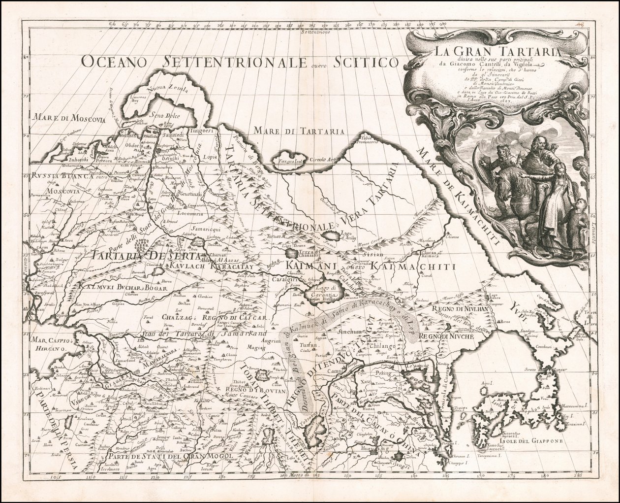 1683 map of Great Tartary by Giacomo Cantelli da Vignola da Giacomo Cantelli