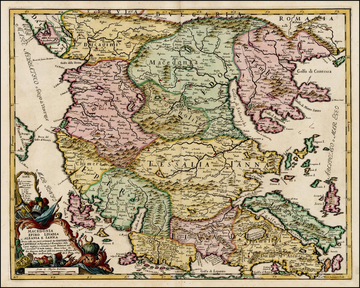 Carta della Macedonia e della Tessaglia del 1684 di Giacomo Cantelli da Vignola da Giacomo Cantelli