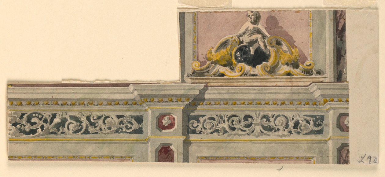 Disegno, progetto di una porta dipinta, 1850-75 da Giacomo Casa