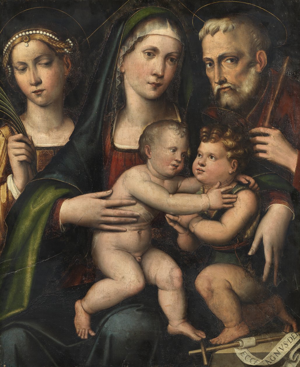 Sacra Famiglia con il Bambino San Giovanni e Santa Caterina da Giacomo Francia