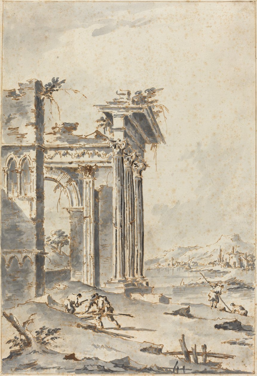 Capriccio di rovine classiche su una riva da Giacomo Guardi