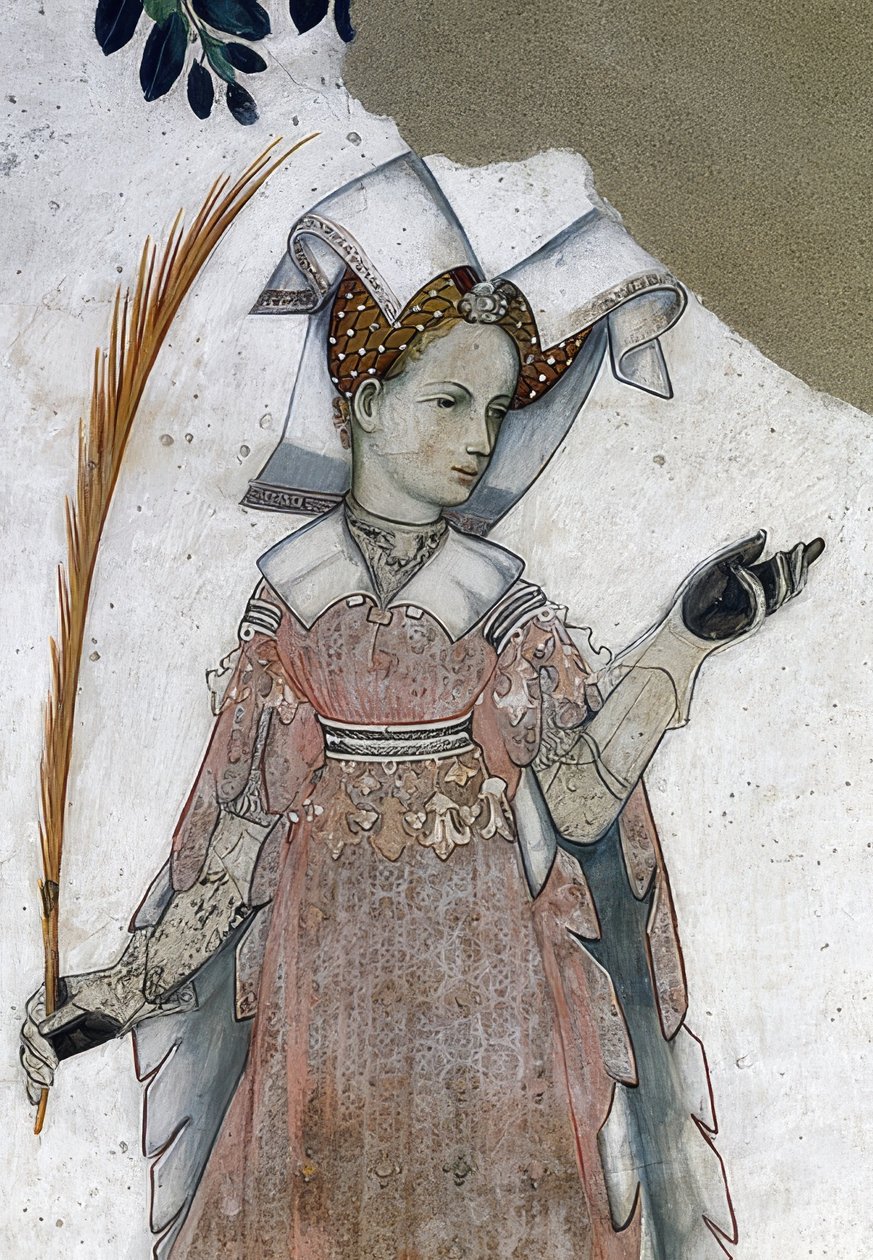 Rappresentazione dei marchesi di Saluzzo e delle loro consorti come eroi e eroine storici e mitologici. (dettaglio) da Giacomo Jaquerio