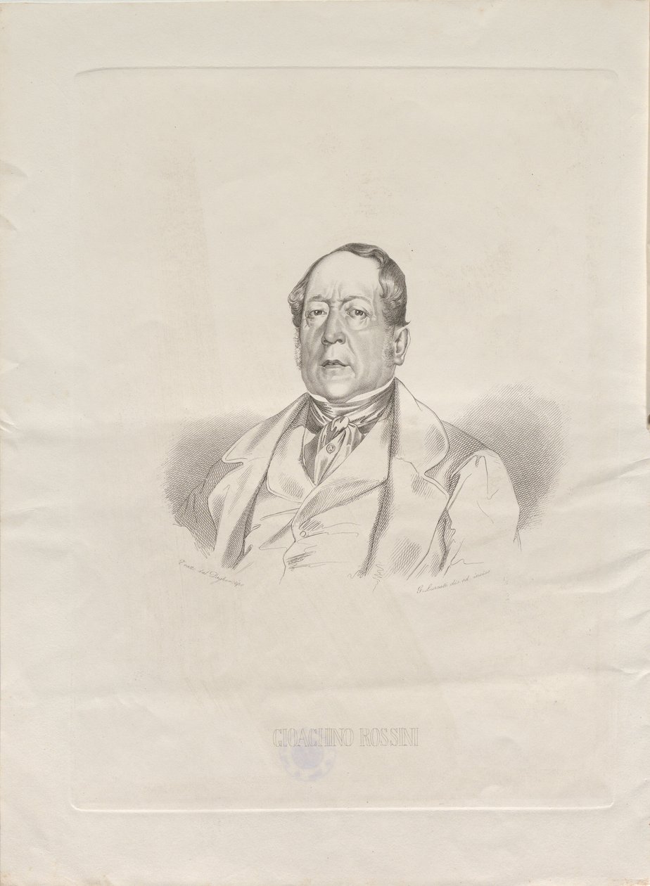 Ritratto del compositore Gioachino Antonio Rossini da Giacomo Luzzati