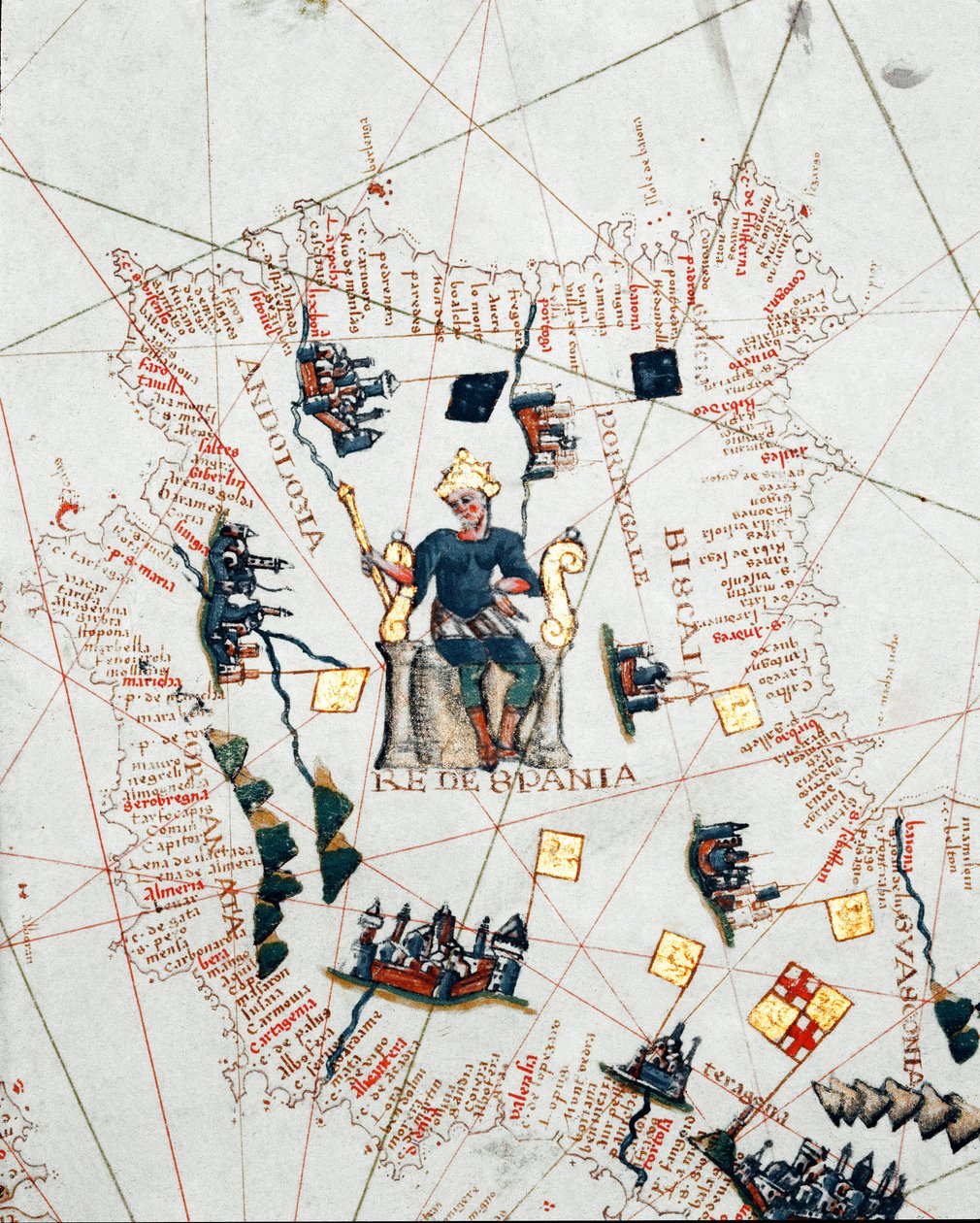 Rappresentazione del Re di Spagna e delle coste d