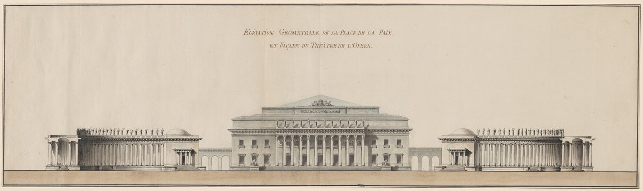 Elevazione geometrica della Piazza della Pace e facciata del Teatro dell
