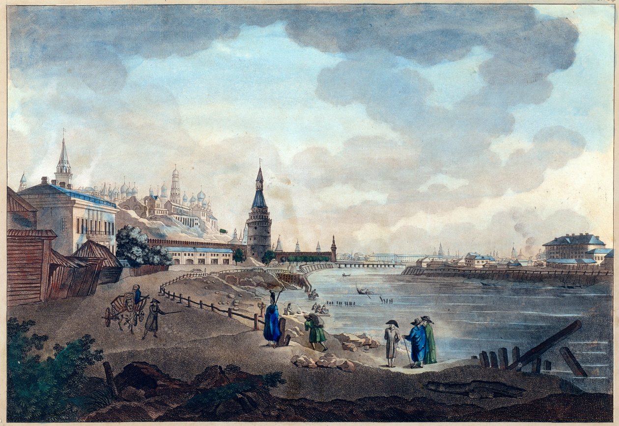 Veduta del Cremlino di Mosca dal ponte di pietra sulla Moscova da Giacomo Quarenghi