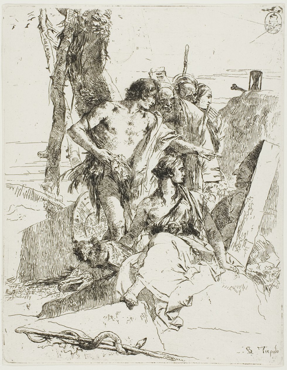 La scoperta della tomba di Punchinello, da Scherzi da Giambattista Tiepolo