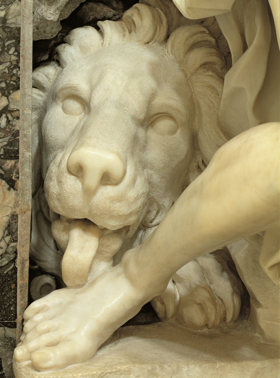 Un leone che lecca il piede di Daniele (dettaglio) da Gian Lorenzo Bernini