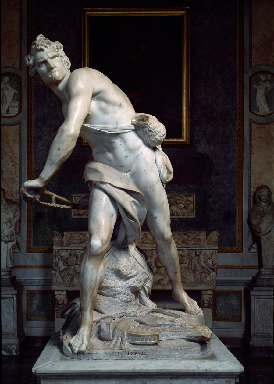 Davide che lancia la pietra della fionda Scultura barocca di Gian Lorenzo Bernini da Gian Lorenzo Bernini