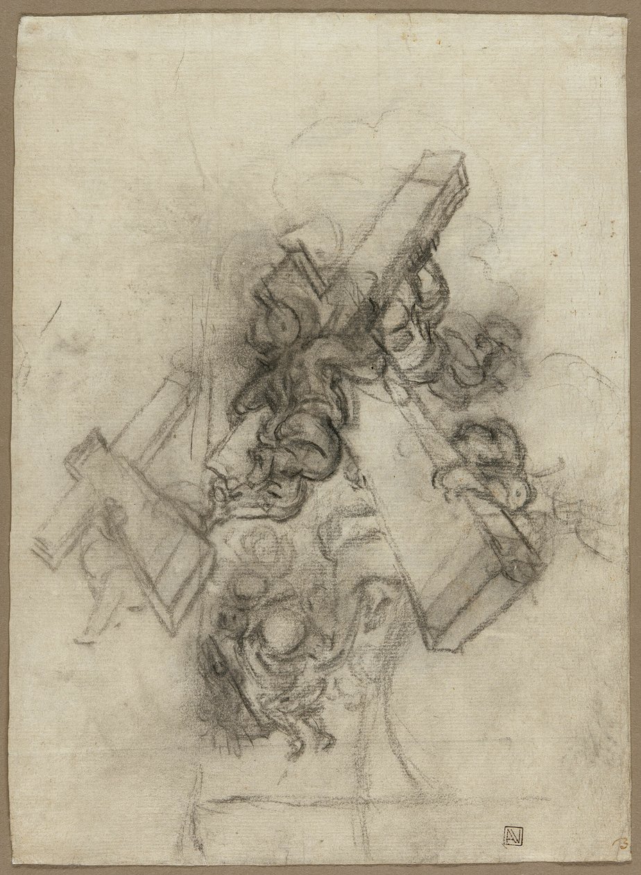 Putti che portano la croce (recto); studi di una mano (verso) da Gian Lorenzo Bernini