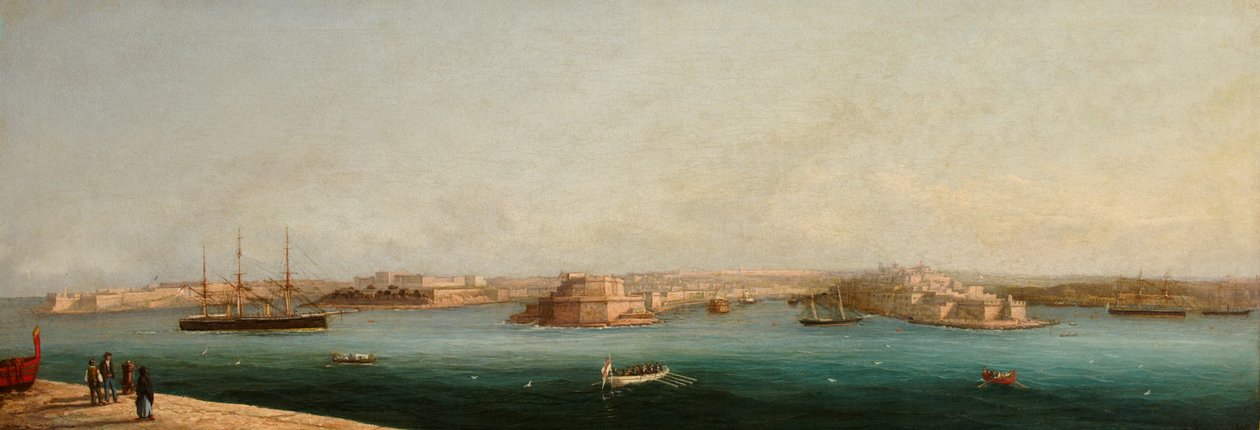 Grande Porto e Tre Città dal molo di Valletta, 1869 da Giancinto Gianni