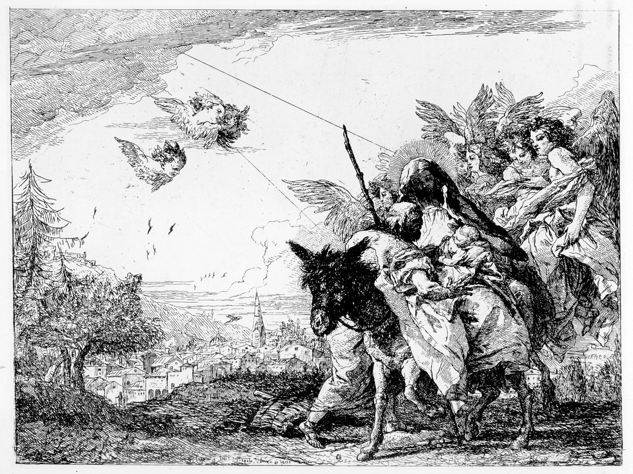 La fuga in Egitto, c.1750 da Giovanni Domenico Tiepolo