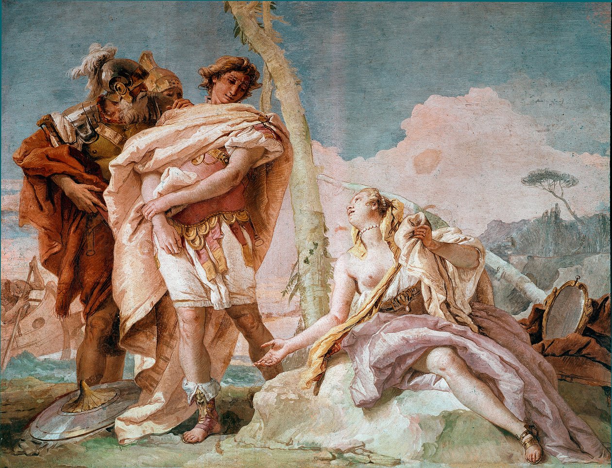 Rinaldo abbandona Armida. Illustrazione di una scena della Gerusalemme Liberata di Torquato Tasso. Affresco di Giandomenico Tiepolo da Giovanni Domenico Tiepolo