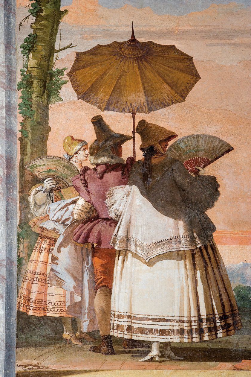 Dettaglio da La Passeggiata Estiva, dalla Stanza del Padiglione Gotico, nella Foresteria, 1757 da Giovanni Domenico Tiepolo