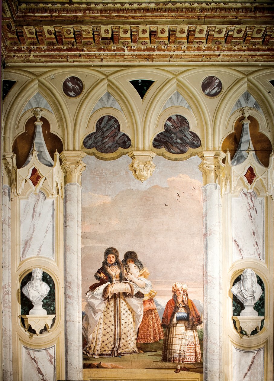 La Passeggiata Invernale, dalla Stanza del Padiglione Gotico, nella Foresteria, 1757 da Giovanni Domenico Tiepolo