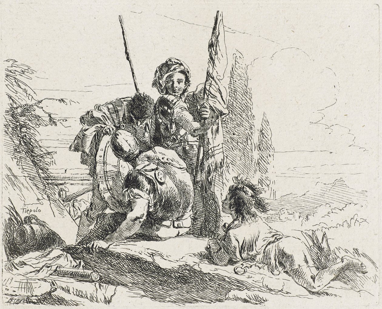 Tre Soldati e un Ragazzo, 1749 da Giovanni Domenico Tiepolo