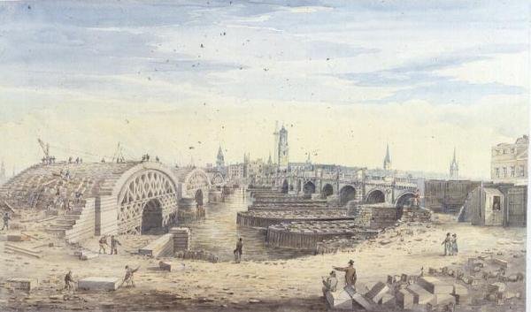 Costruzione del nuovo Ponte di Londra accanto al vecchio Ponte di Londra da Gideon Yates