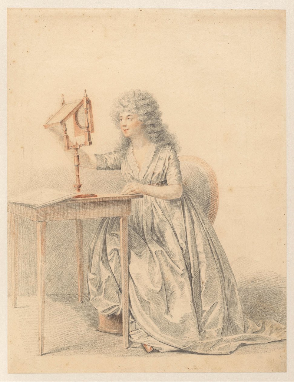 Studio di figura di una donna seduta con uno specchio ottico da Gijsbertus Johannus van den Berg