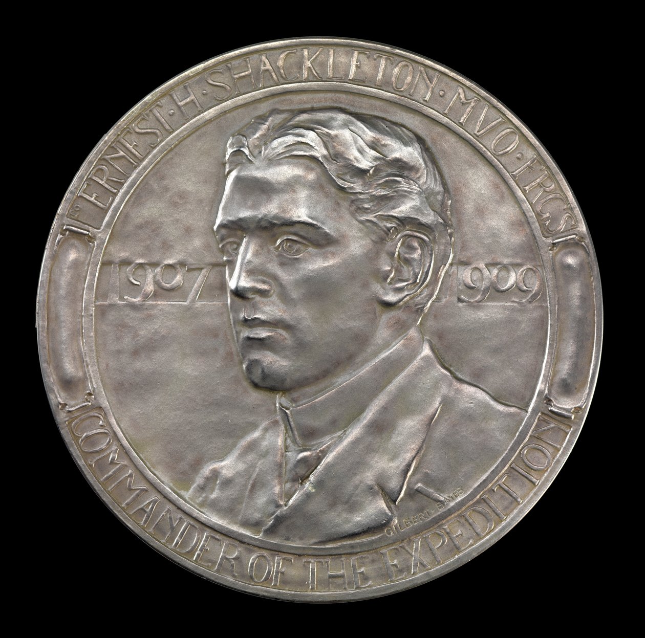 Medaglia della Royal Geographical Society: Spedizione antartica di Shackleton 1907-1909 (argento) da Gilbert Bayes