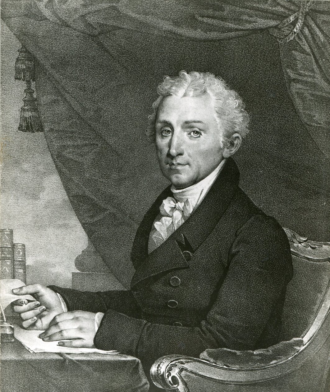James Monroe, 5° Presidente degli Stati Uniti (litografia in b/n) da Gilbert Stuart