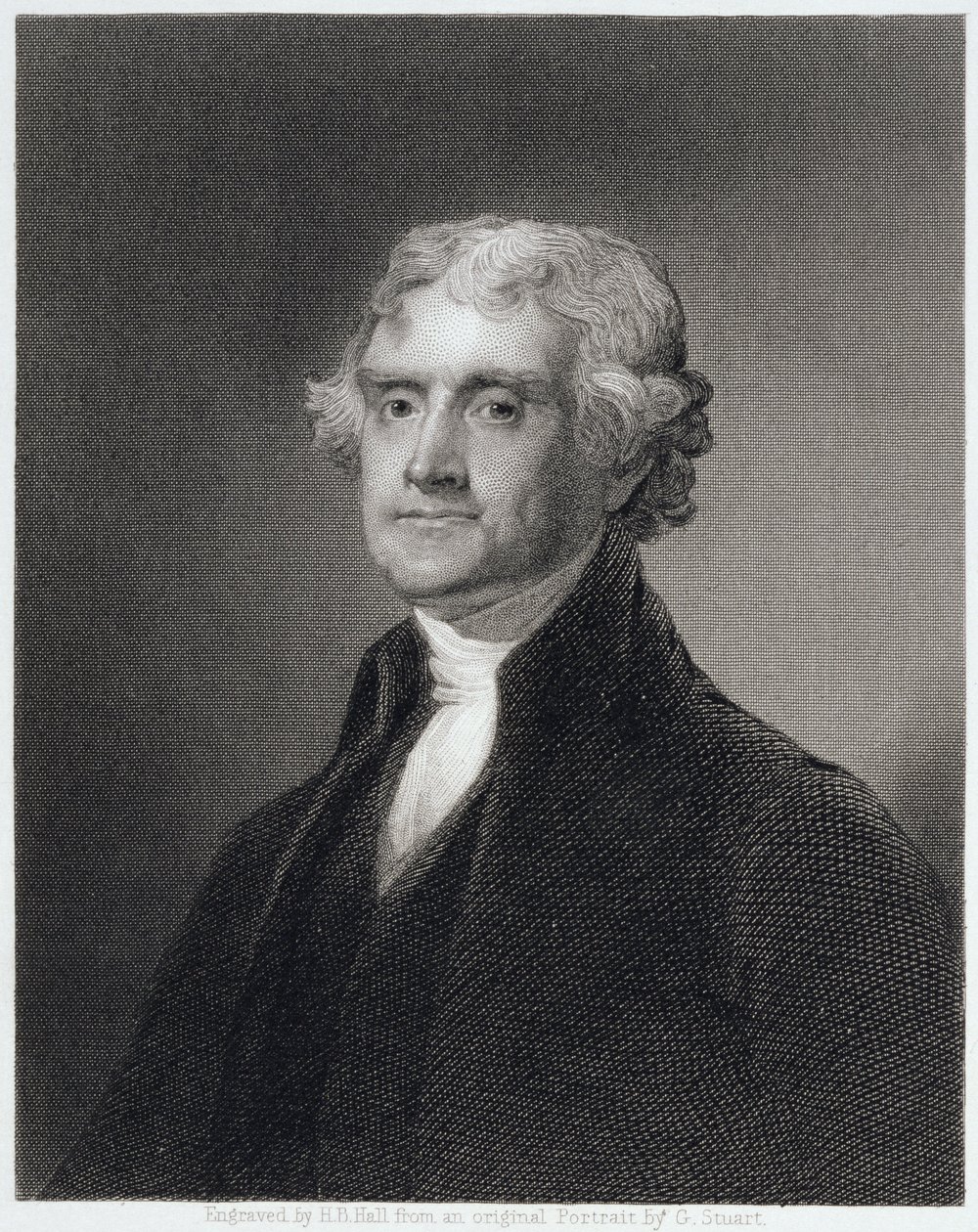Ritratto di Thomas Jefferson, inciso da Henry Bryan Hall (1808-84) da Gilbert Stuart