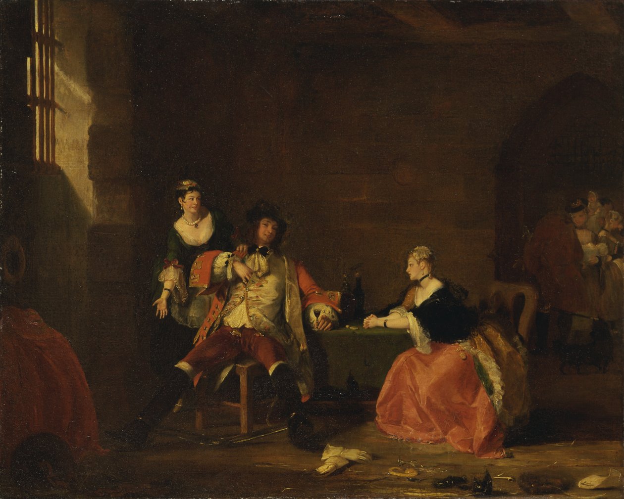 Il capitano Macheath travolto da Polly e Lucy nella "Beggar