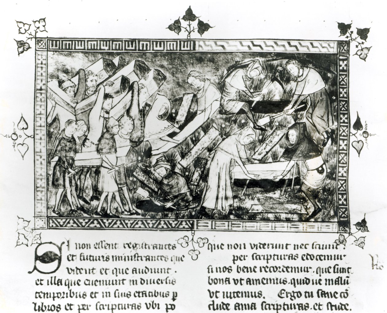 13076-77 f.24v Morte Nera a Tournai, di Gilles de Muisit, dopo il 1349 da Gilles Le Muisit