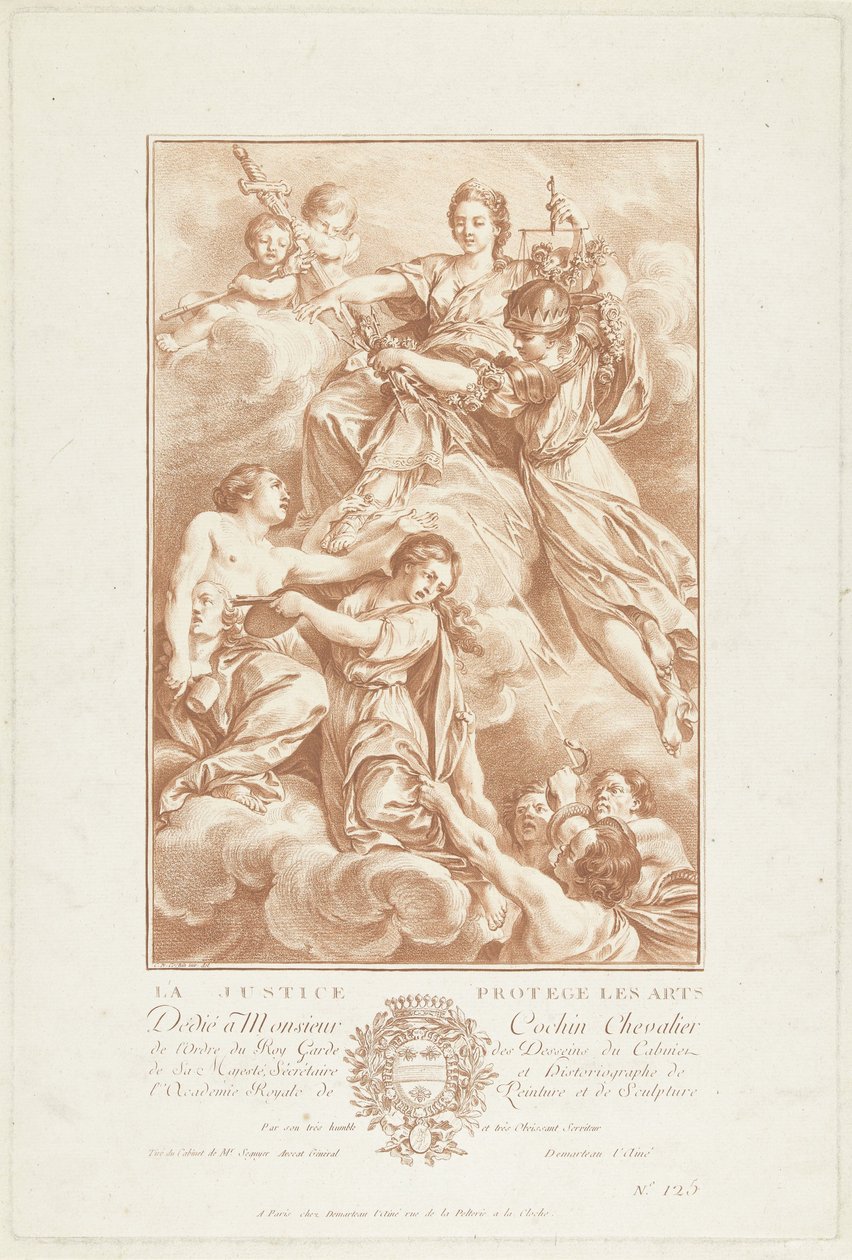 Allegoria con Giustizia come protettrice delle arti La Justice protege les arts (titolo sull