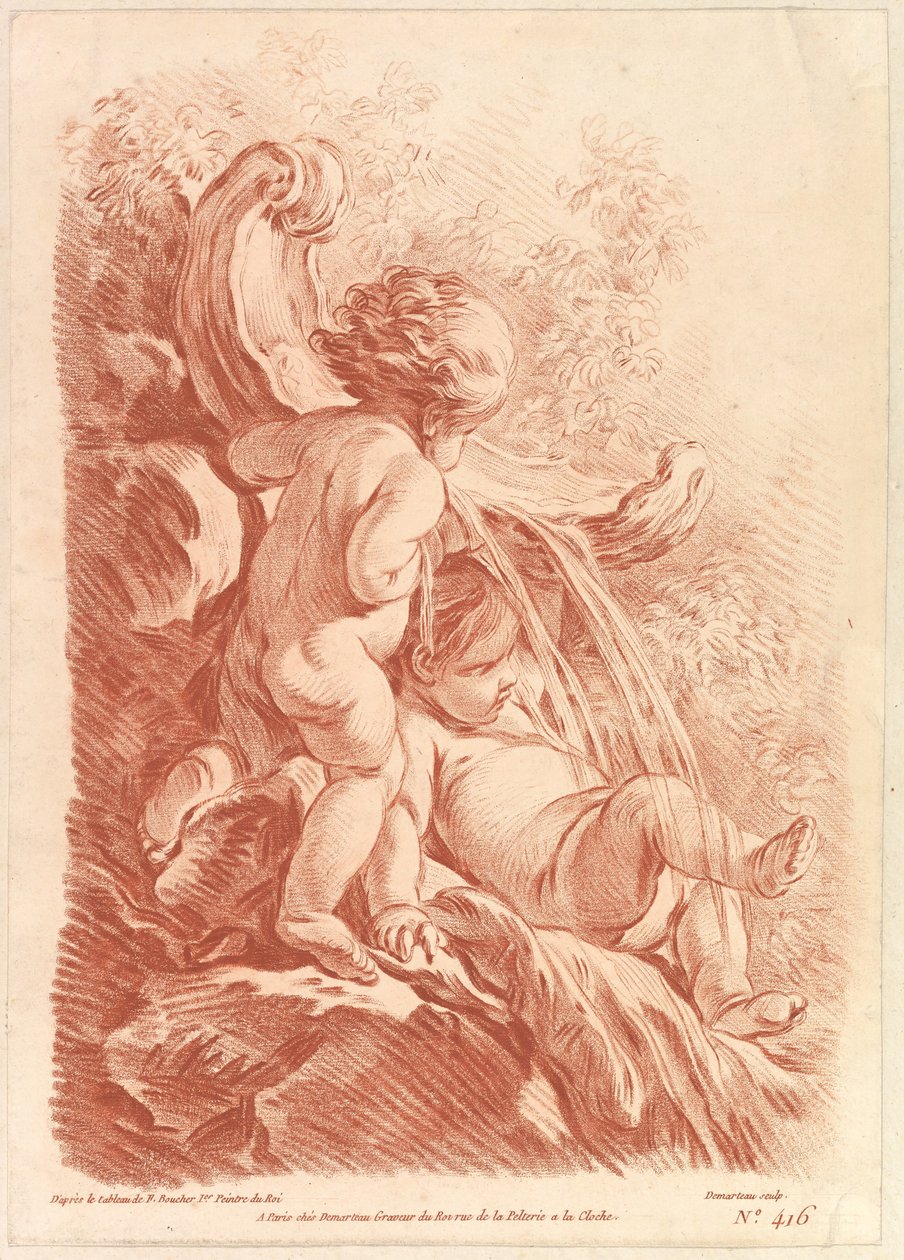 Fontana con due cupidi, ca. 1773 da Gilles Demarteau