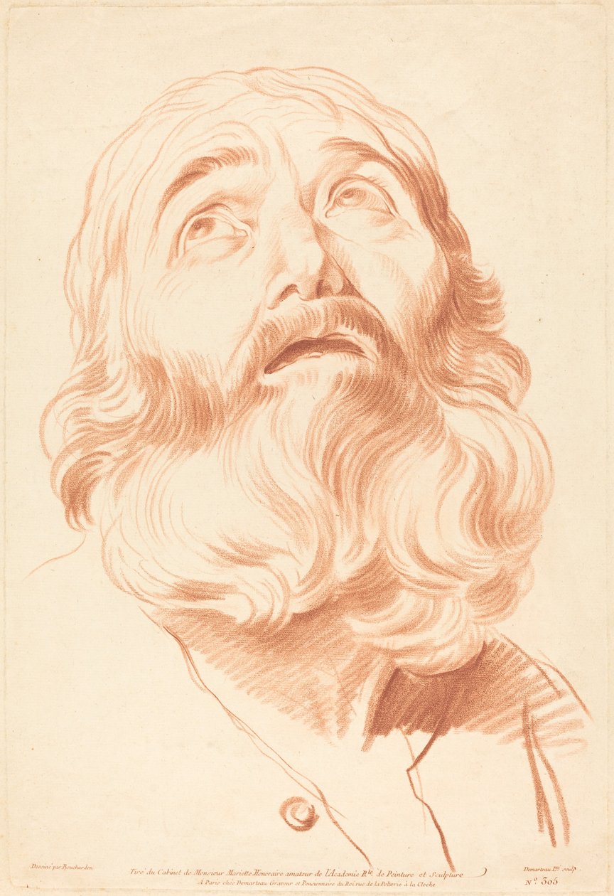 Testa di un uomo da Gilles Demarteau, the Elder after Edme Bouchardon