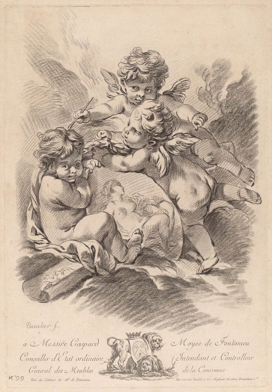 Allegoria della pittura con tre cherubini da Gilles Demarteau the Elder after François Boucher