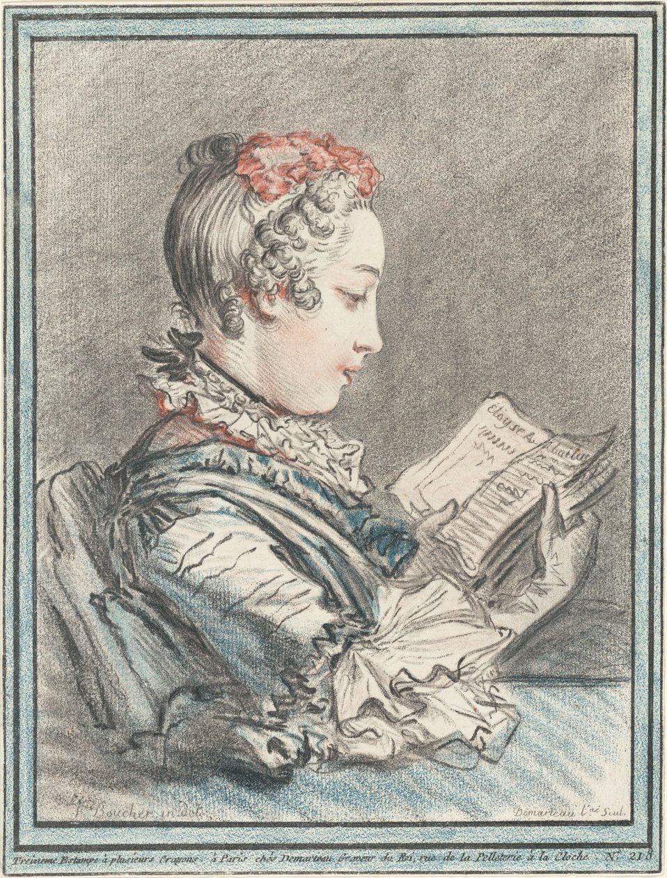 Giovane Ragazza che Legge "Héloise e Abélard" da Gilles Demarteau, the Elder after François Boucher