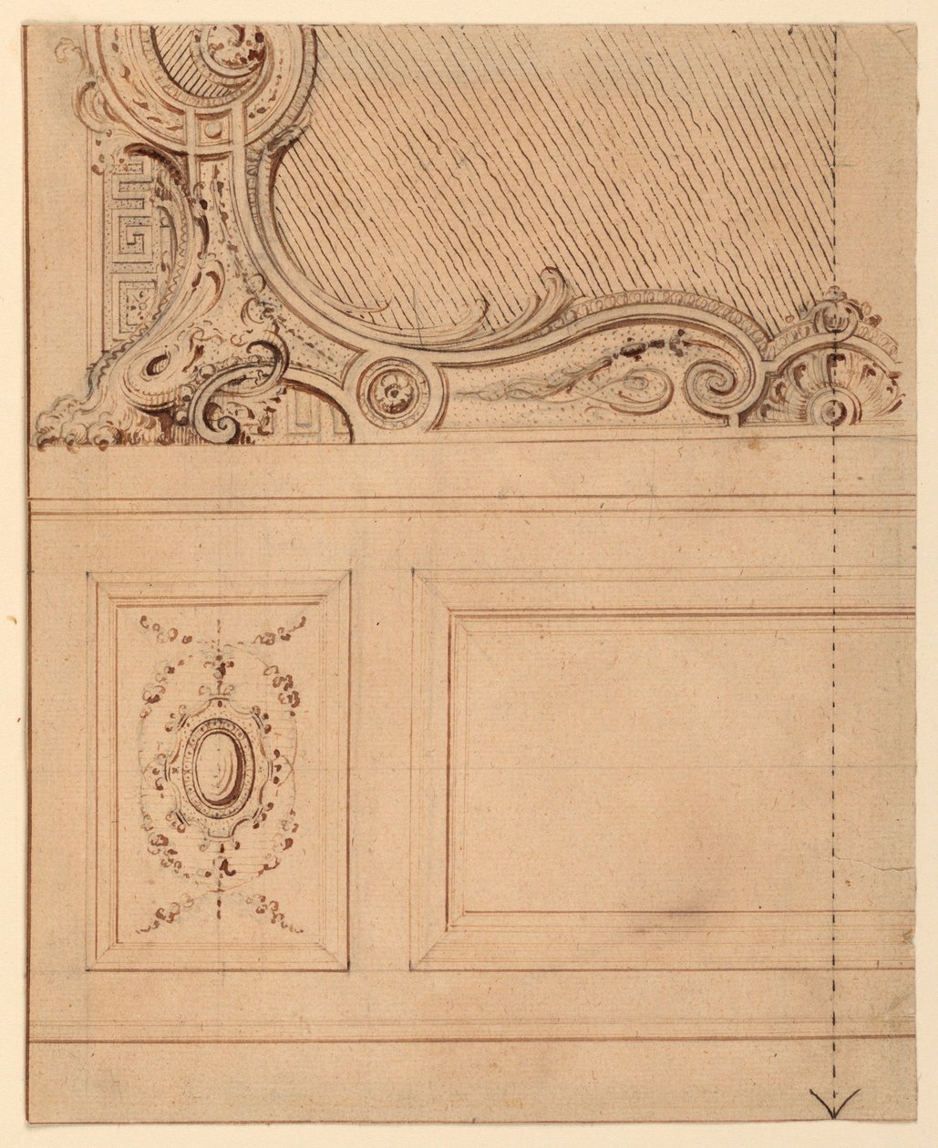 Disegno, Progetto per la parte inferiore di un pannello murale, 1714 da Gilles Marie Oppenord