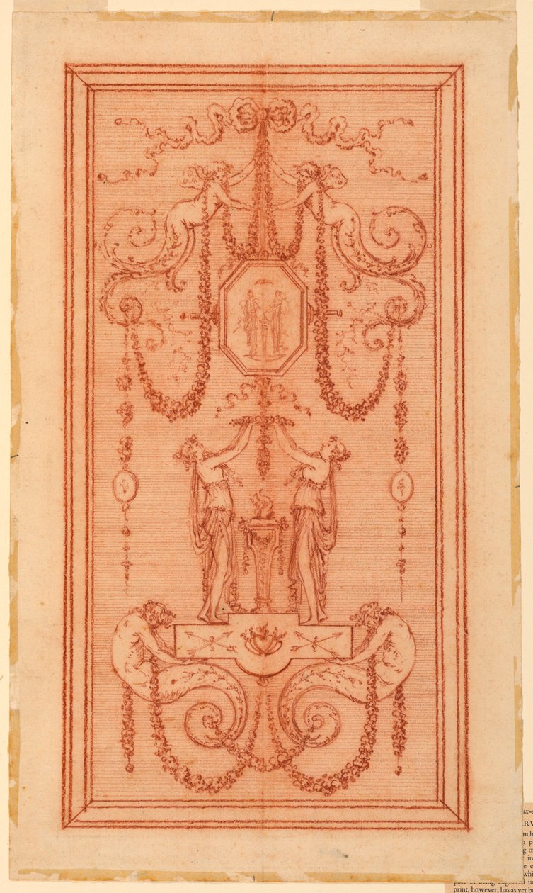 Progetto per un Pannello Decorativo (con Ninfe e Ghirlande) da Gilles Paul Cauvet