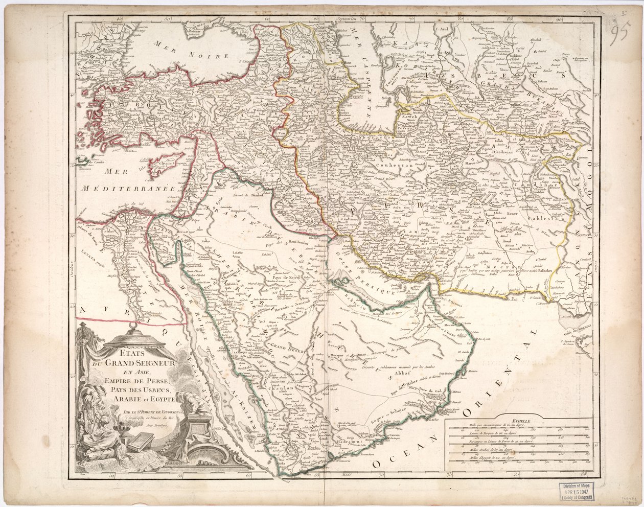 Stati del Gran Signore in Asia - Impero di Persia, Paese degli Usbecchi, Arabia ed Egitto da Gilles Robert De Vaugondy