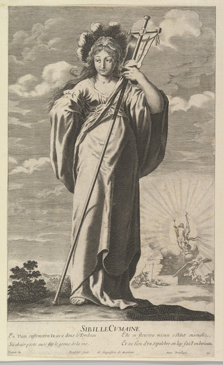 Sibilla di Cuma, ca. 1635. Creatori: Gilles Rousselet, Abraham Bosse da Gilles Rousselet and Abraham Bosse