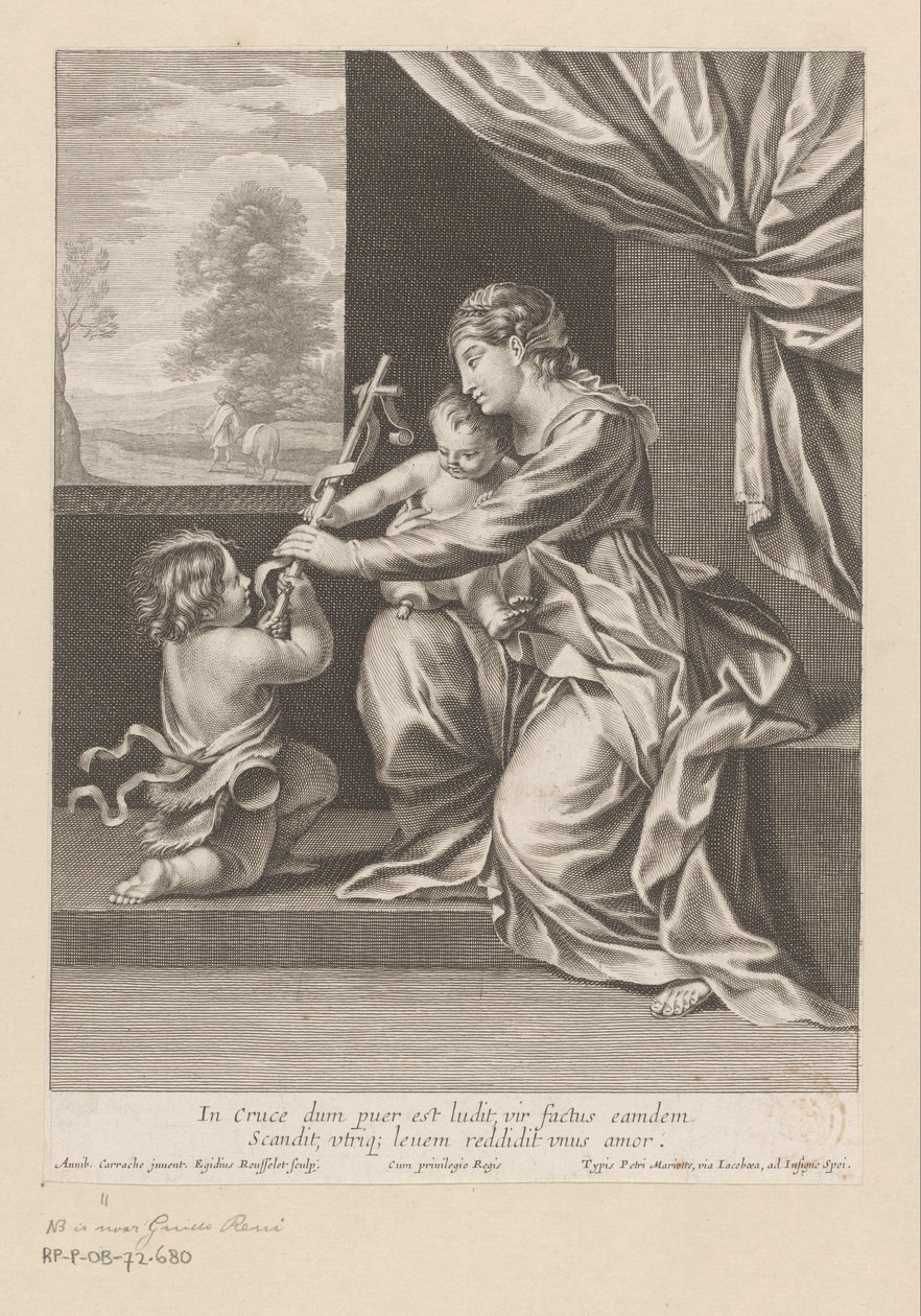 Maria con bambino e Giovanni Battista che porge una croce da Gilles Rousselet