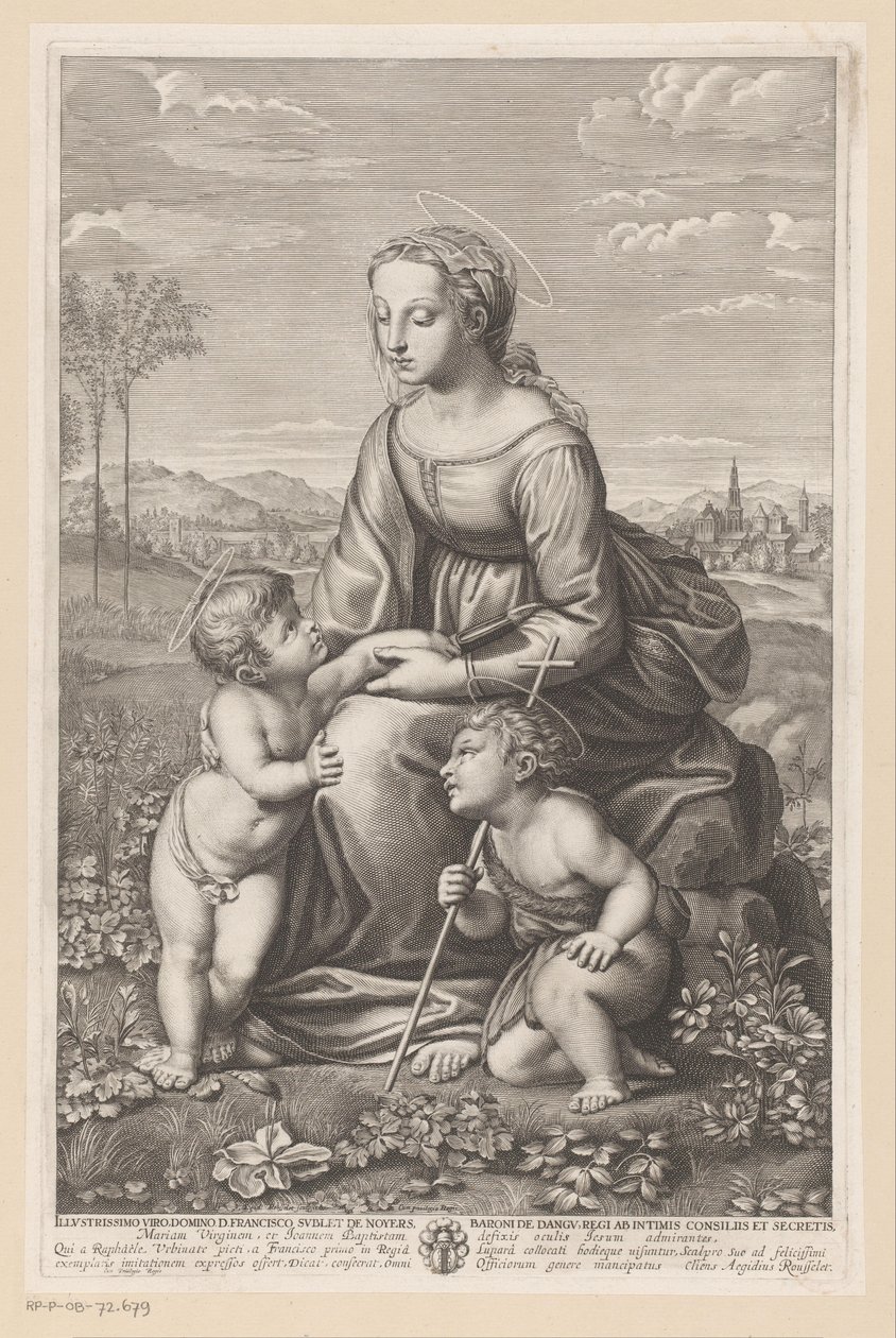 Maria con bambino e Giovanni Battista in paesaggio pastorale da Gilles Rousselet